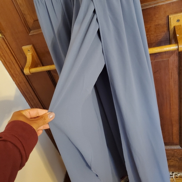 Slate Blue Backless Double Slit Maxi - Picture 3 of 4